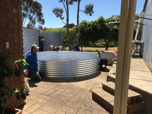 Base layer of galvanised rainwater tank in prospect hill sa