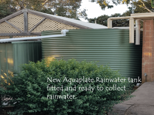 New rainwater tank in place ready to collect water Clarendon, SA