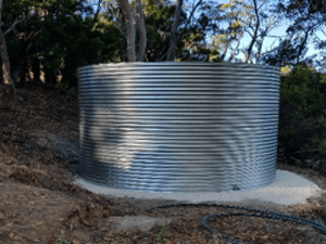 galvanised rainwater tank in Forest Range on concrete pad